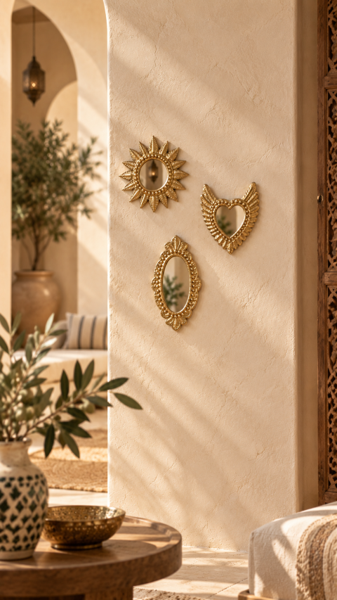 Pack Trio Marrakech — 3 Miroirs Artisanaux Dorés - en cuivre