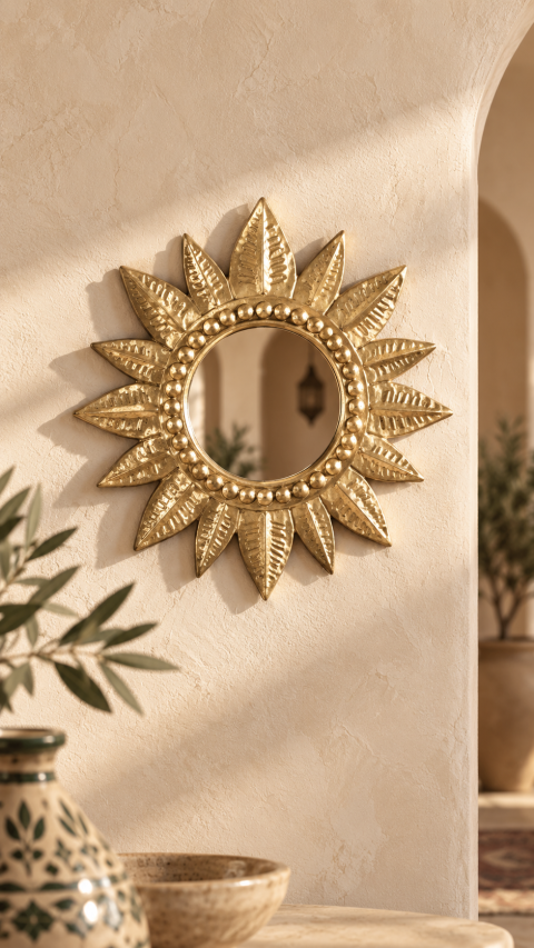 Mini Miroir Medina en cuivre doré